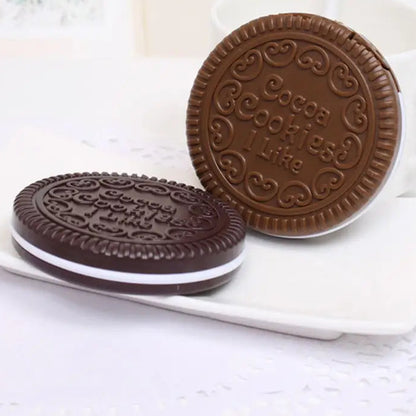 1 pc Cookie Shaped Compact Mirror with Built-In Comb